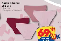 KADIN RİBANALI SLİP KÜLOT 2'Lİ